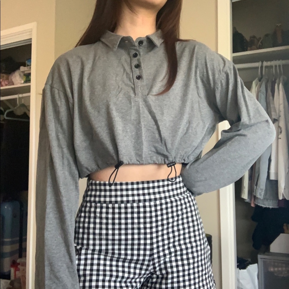 Drawstring Crop Polo Tee